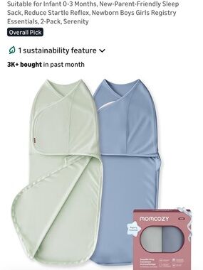 Momcozy Infant Sleep Sacks 2-Pack in Sage Green and Dusty Blue